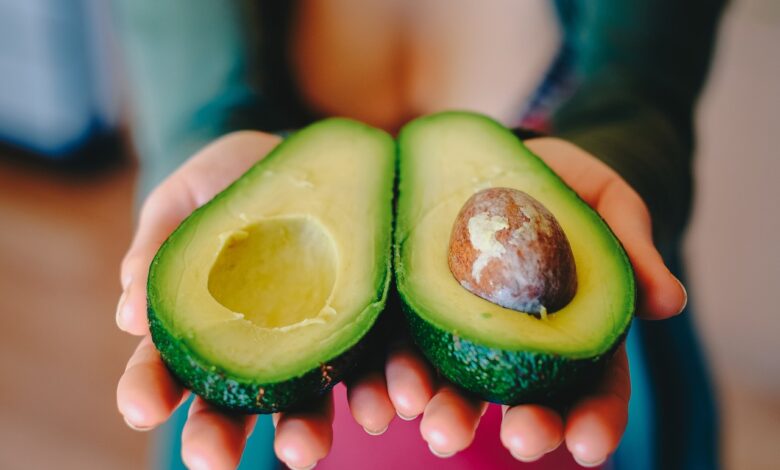 avocado, halves, cross section